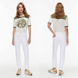 Denim Forum White Ankle Crop Jeans